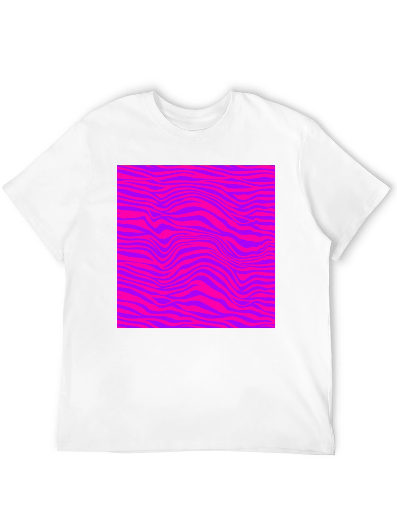 Vibrant Pink & Purple Wave Pattern Black Tee