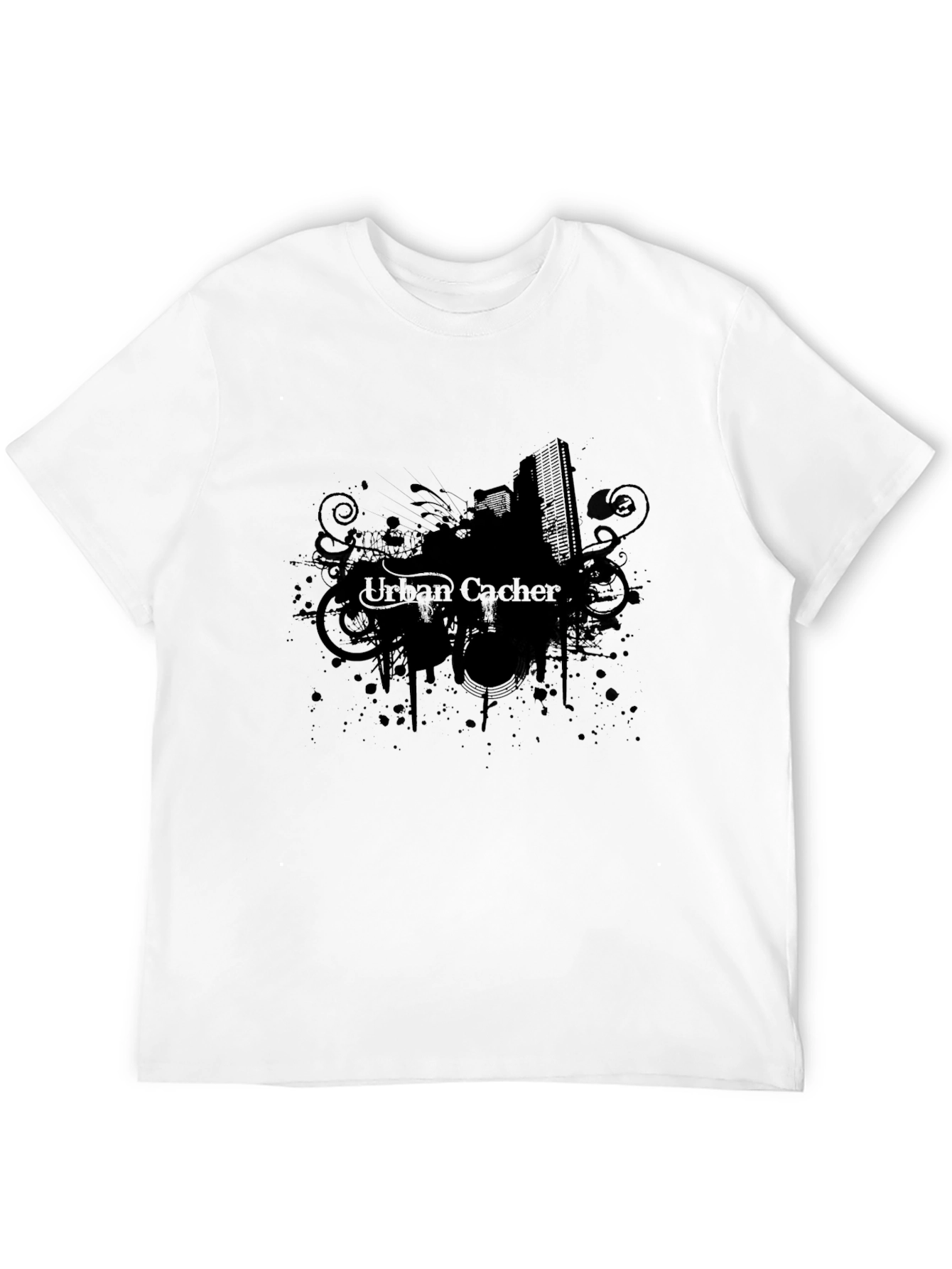 Urban Cacher Black Graphic Tee for Men