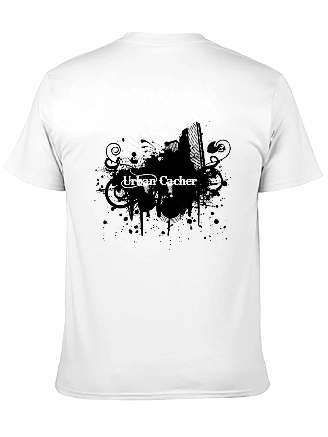 Urban Cacher Black Graphic Tee for Men