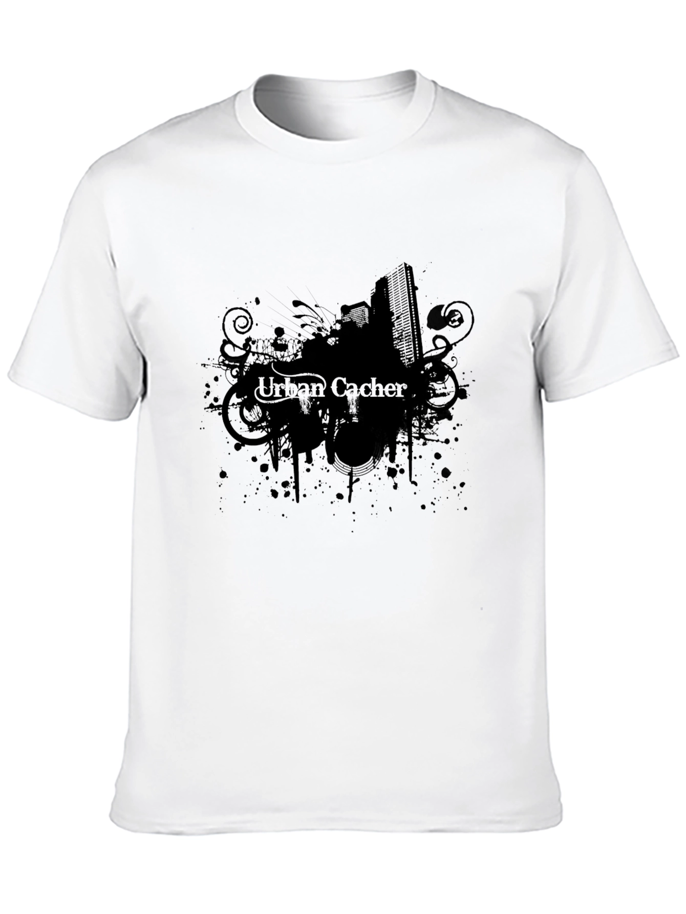 Urban Cacher Black Graphic Tee for Men