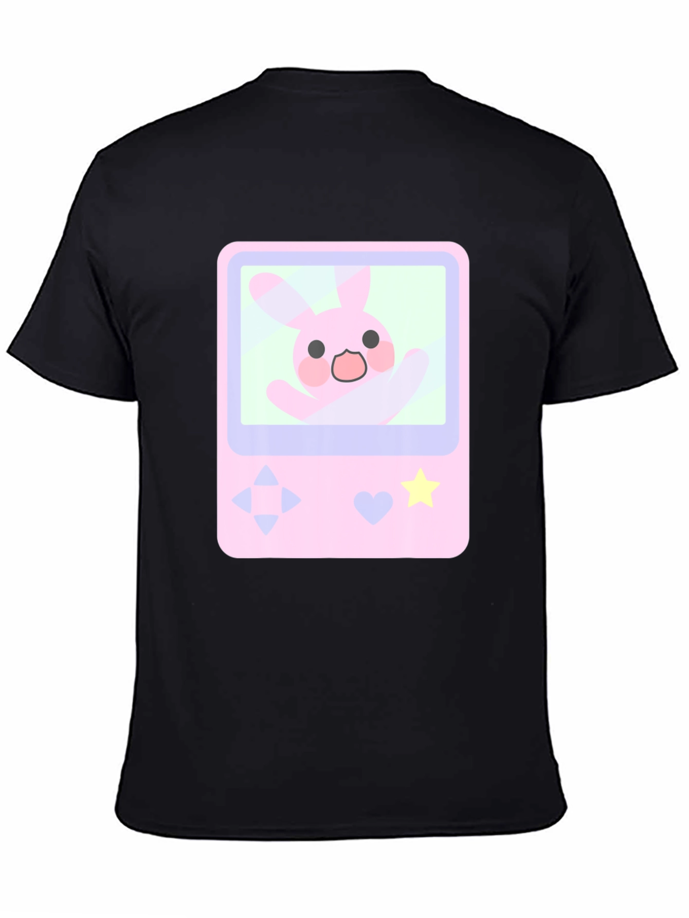 Cute Bunny Game Console Graphic Tee - Black