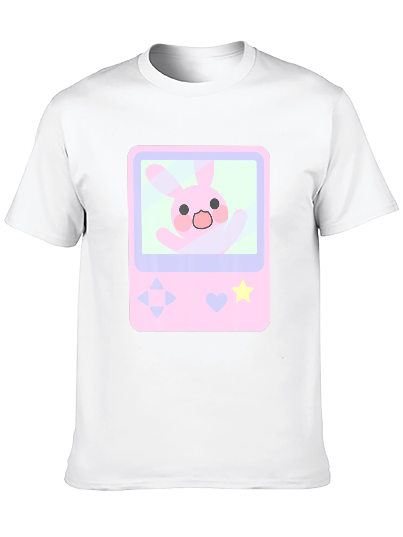 Cute Bunny Game Console Graphic Tee - Black