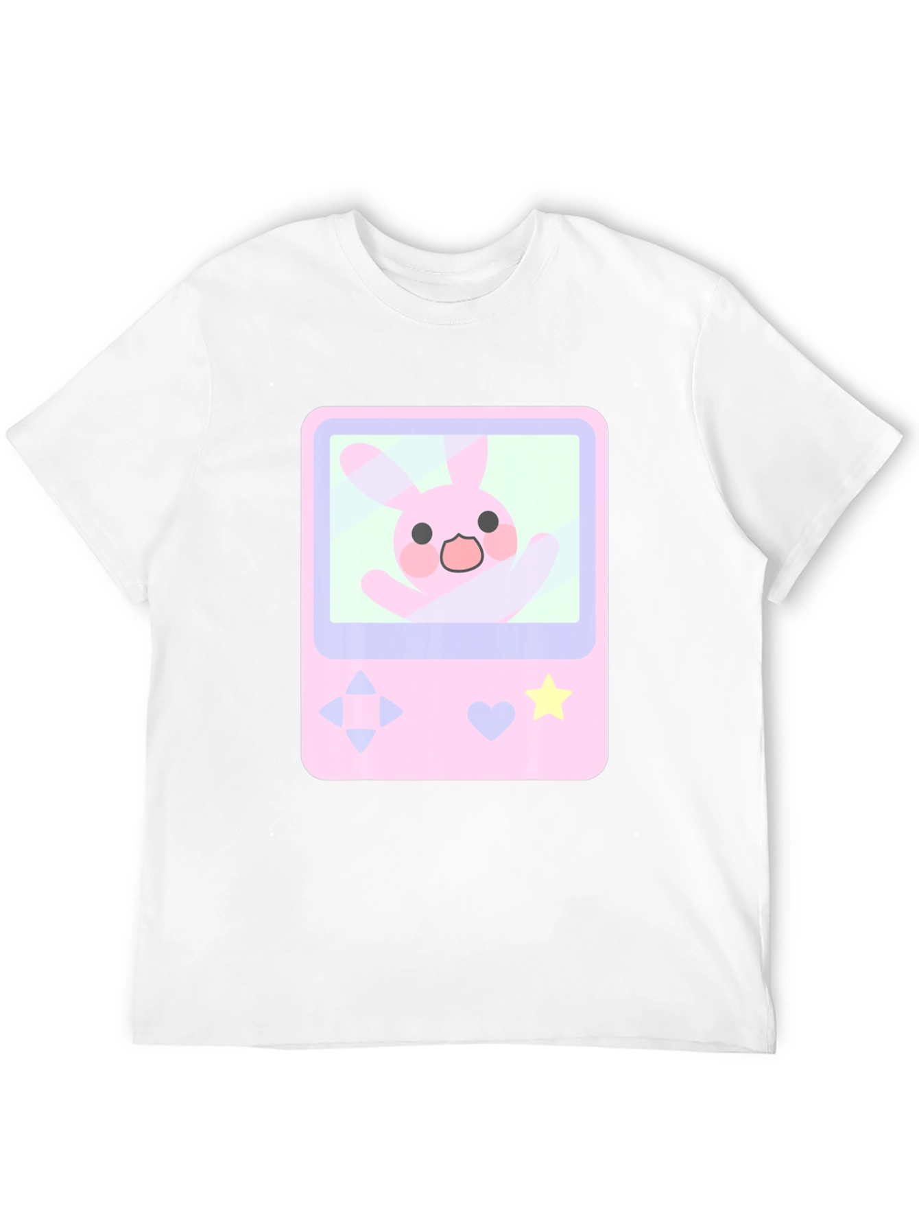 Cute Bunny Game Console Graphic Tee - Black
