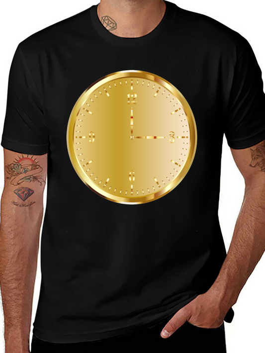 Gold Clock Graphic Tee - Stylish Unisex T-Shirt