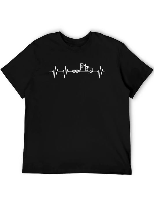 Trucker Heartbeat T-Shirt - Black Cotton Tee
