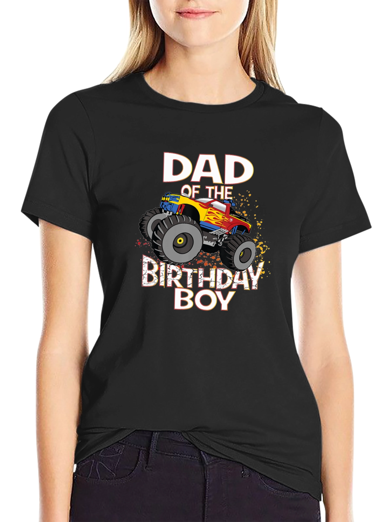 Dad of the Birthday Boy Monster Truck Graphic Tee