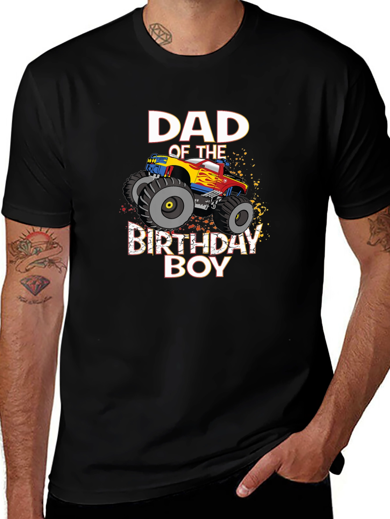 Dad of the Birthday Boy Monster Truck Graphic Tee