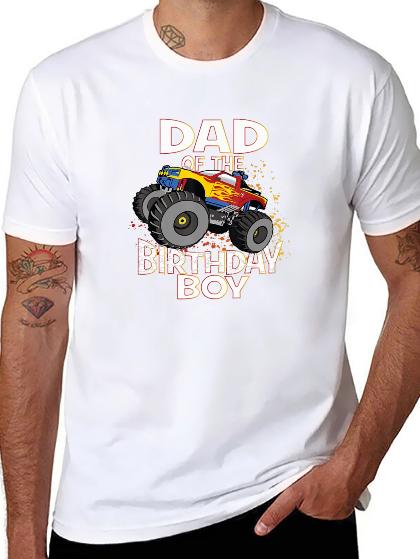 Dad of the Birthday Boy Monster Truck Graphic Tee