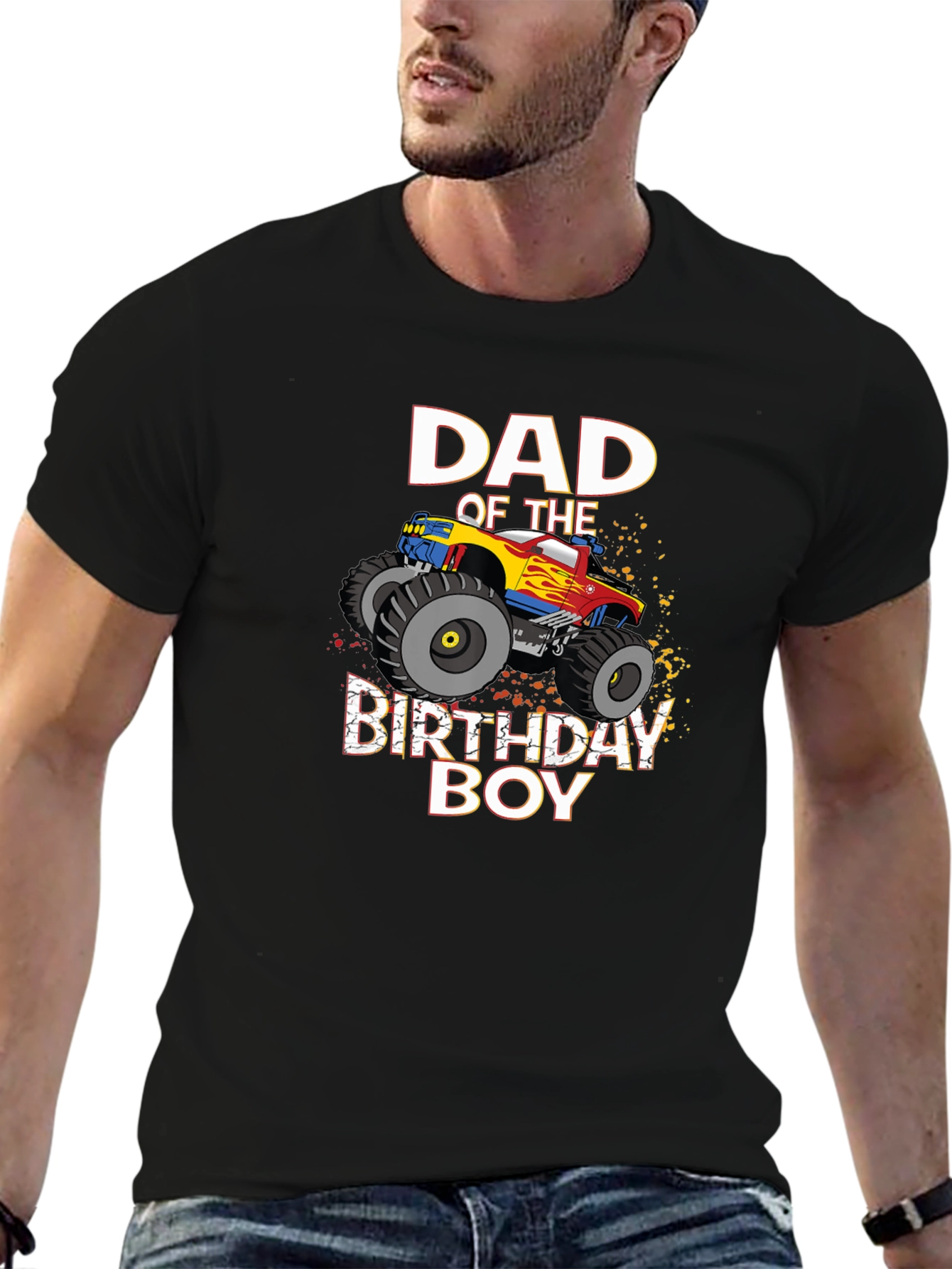 Dad of the Birthday Boy Monster Truck Graphic Tee