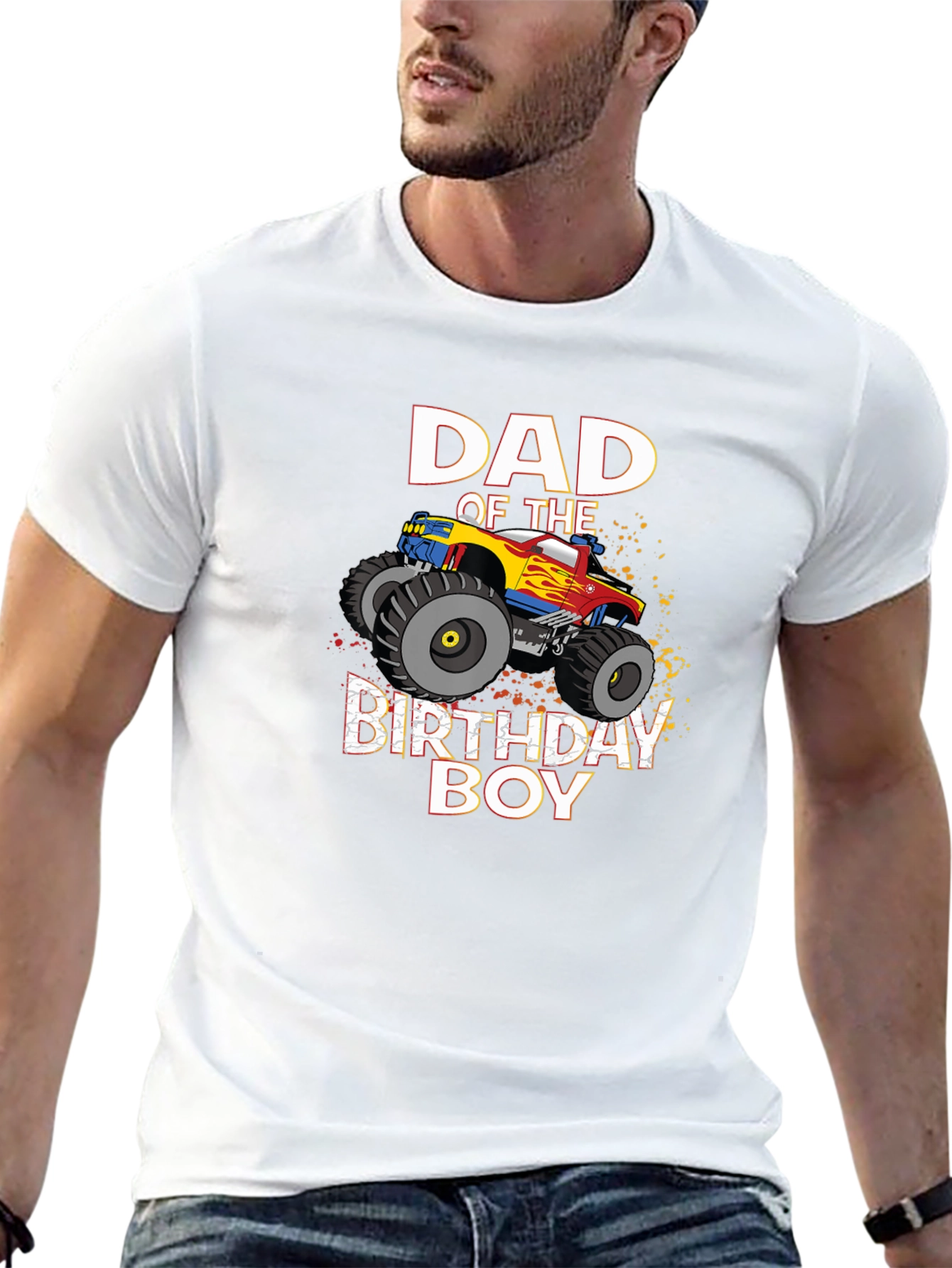Dad of the Birthday Boy Monster Truck Graphic Tee