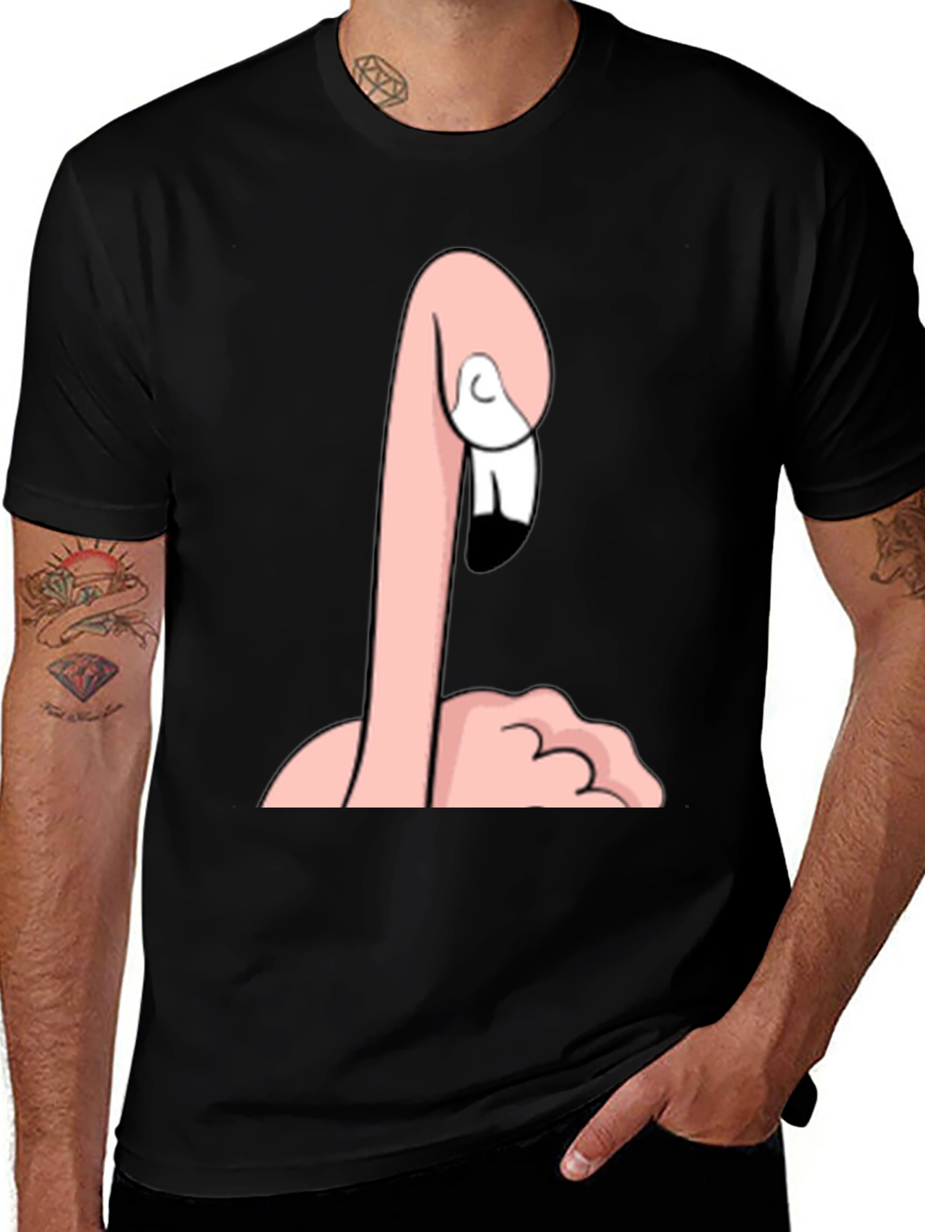 Funny Flamingo Graphic Tee - Quirky Black T-Shirt