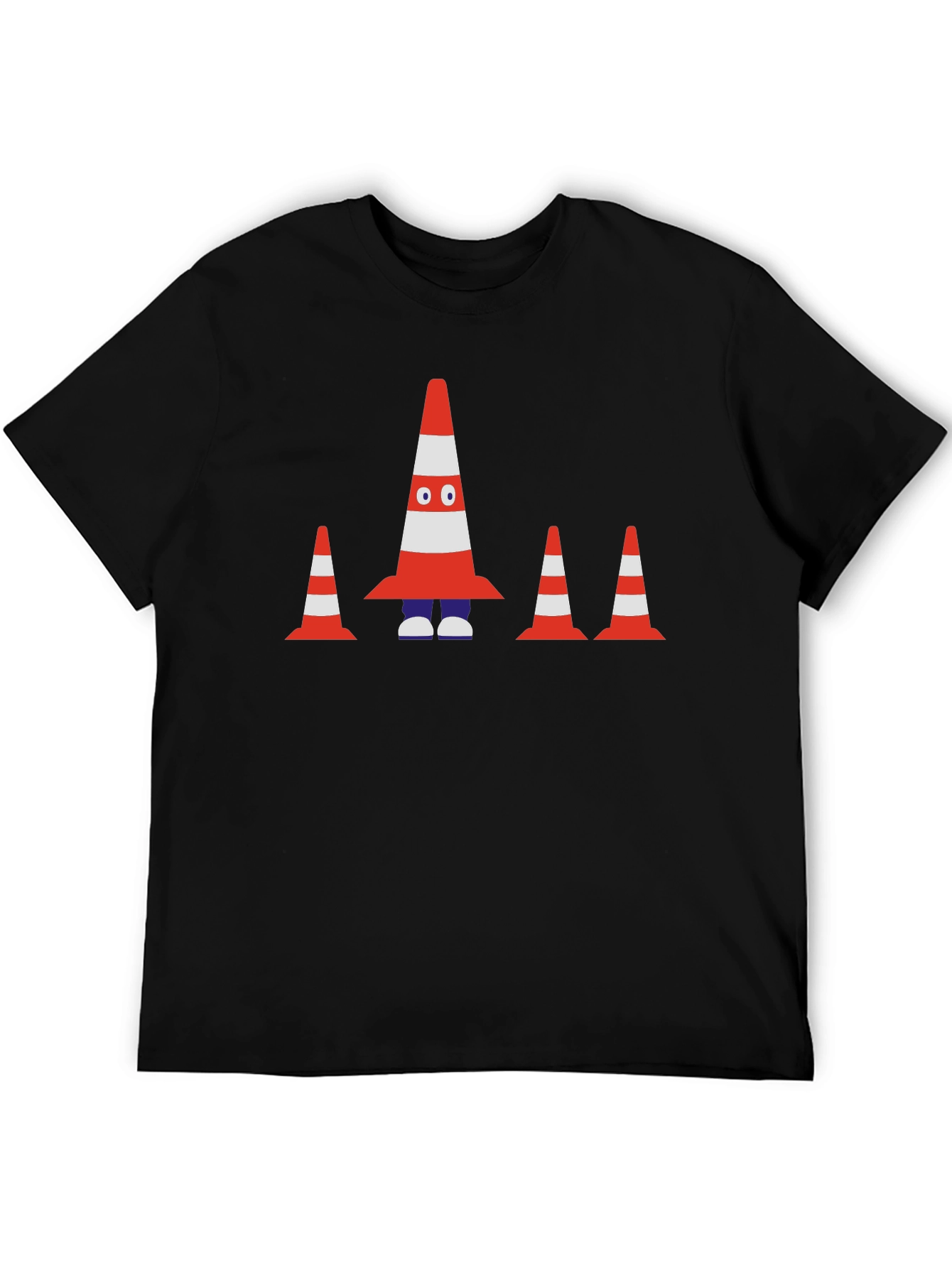Traffic Cone Character Black T-Shirt