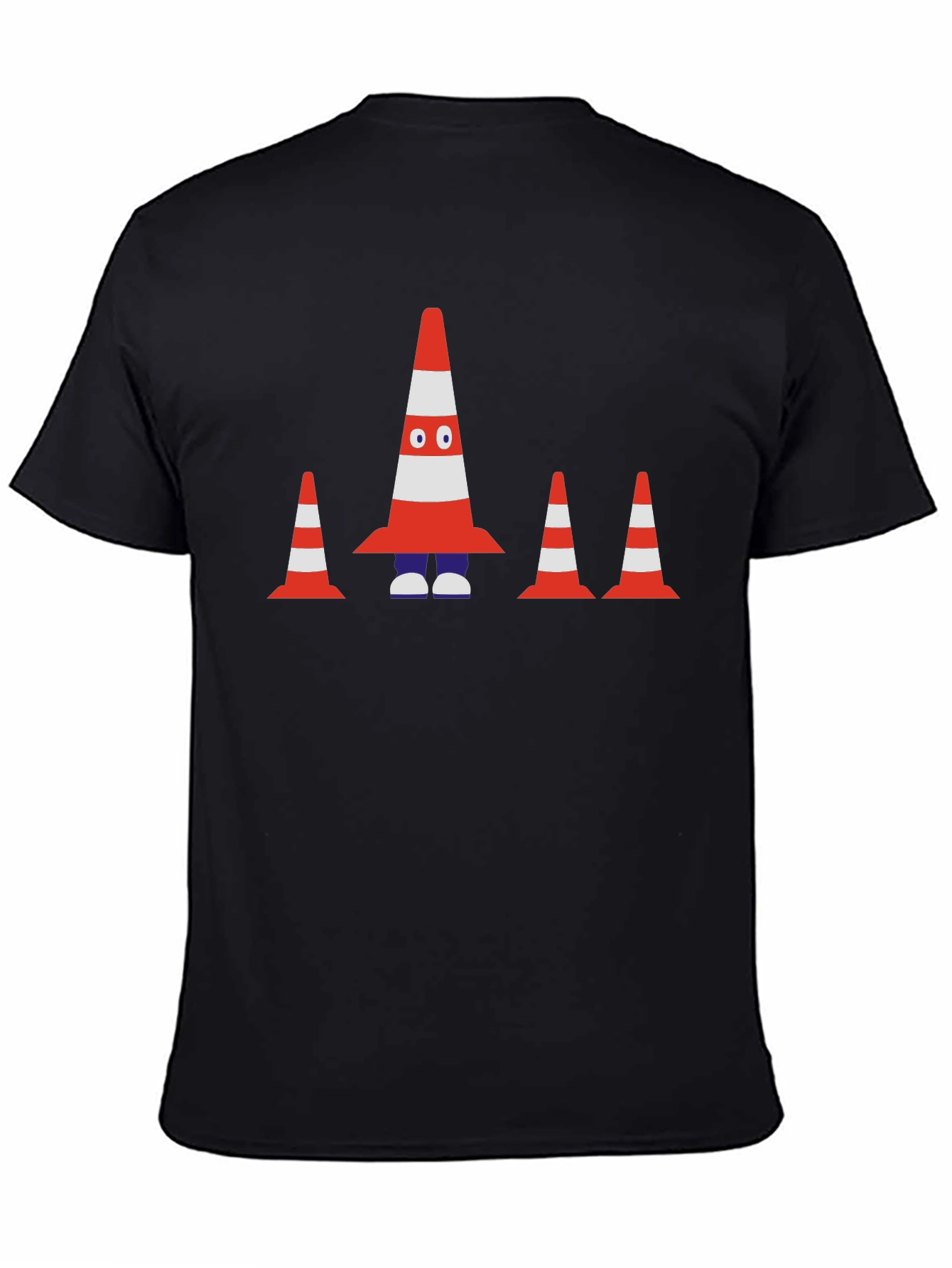 Traffic Cone Character Black T-Shirt