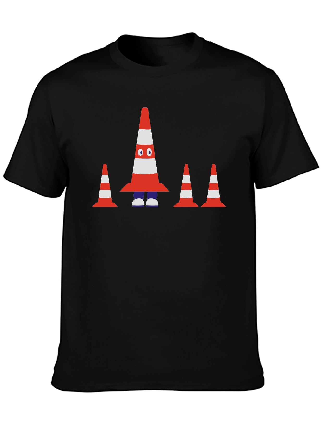 Traffic Cone Character Black T-Shirt
