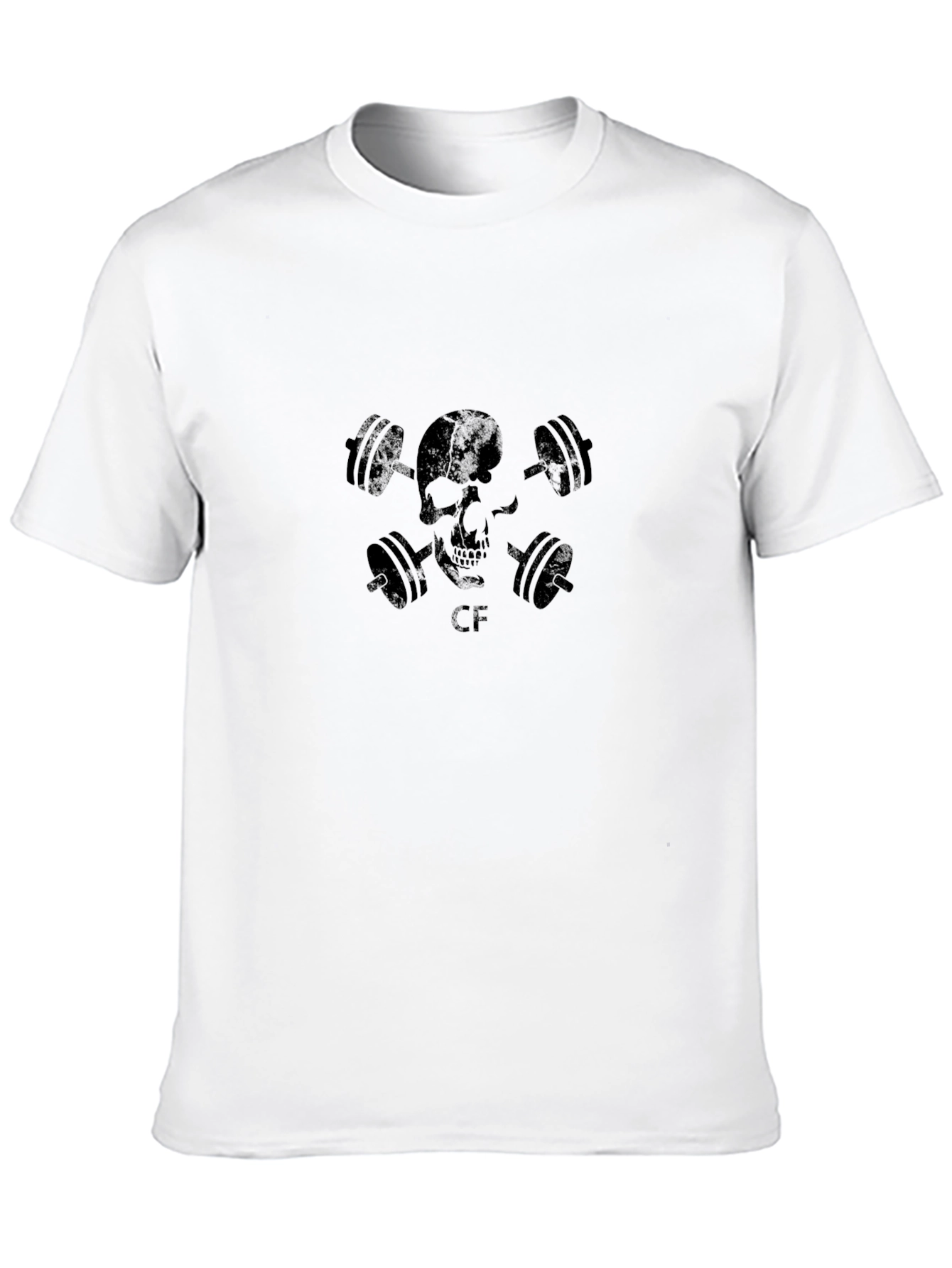 Skull & Dumbbell Graphic T-Shirt - Black