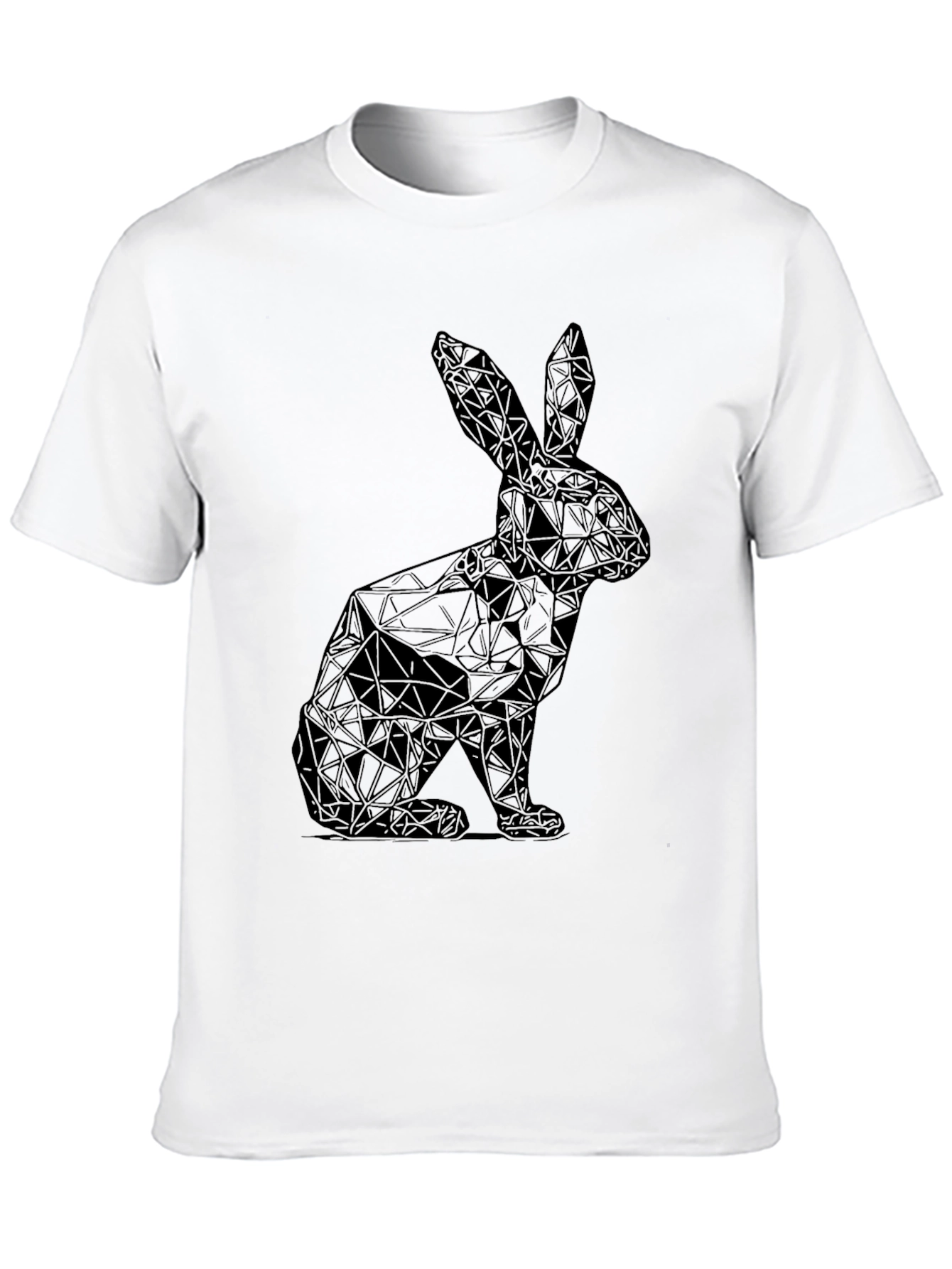 Geometric Rabbit Graphic Tee - Sleek Black Shirt