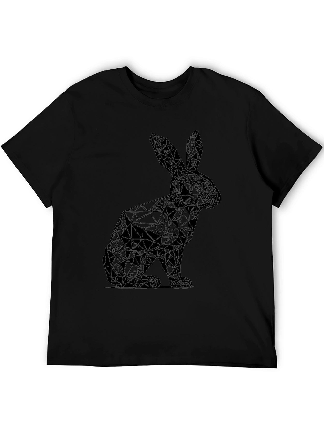 Geometric Rabbit Graphic Tee - Sleek Black Shirt