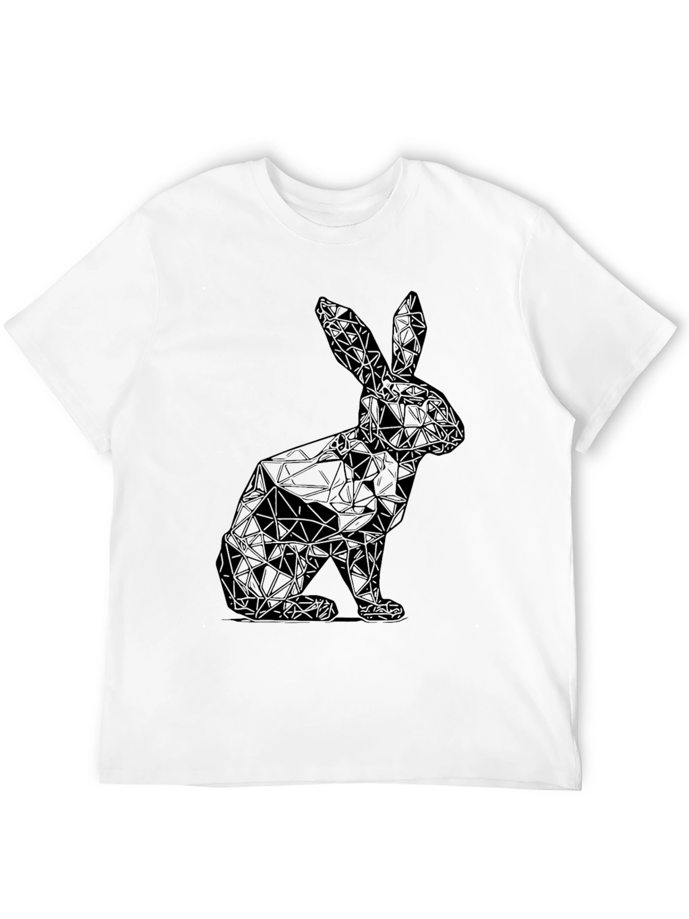 Geometric Rabbit Graphic Tee - Sleek Black Shirt