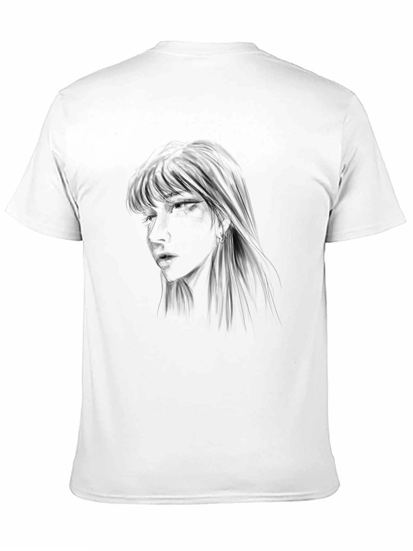 Black Graphic Tee - Anime Girl Design