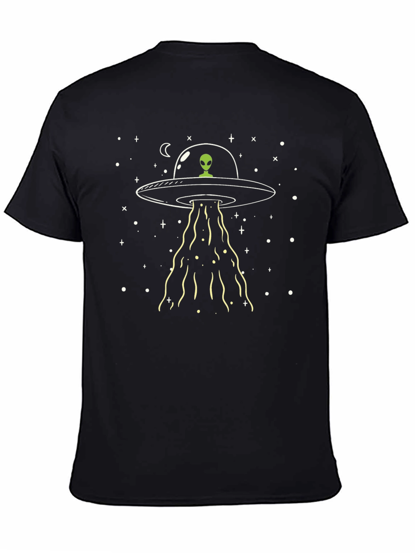 UFO Alien Abduction Graphic T-Shirt - Black