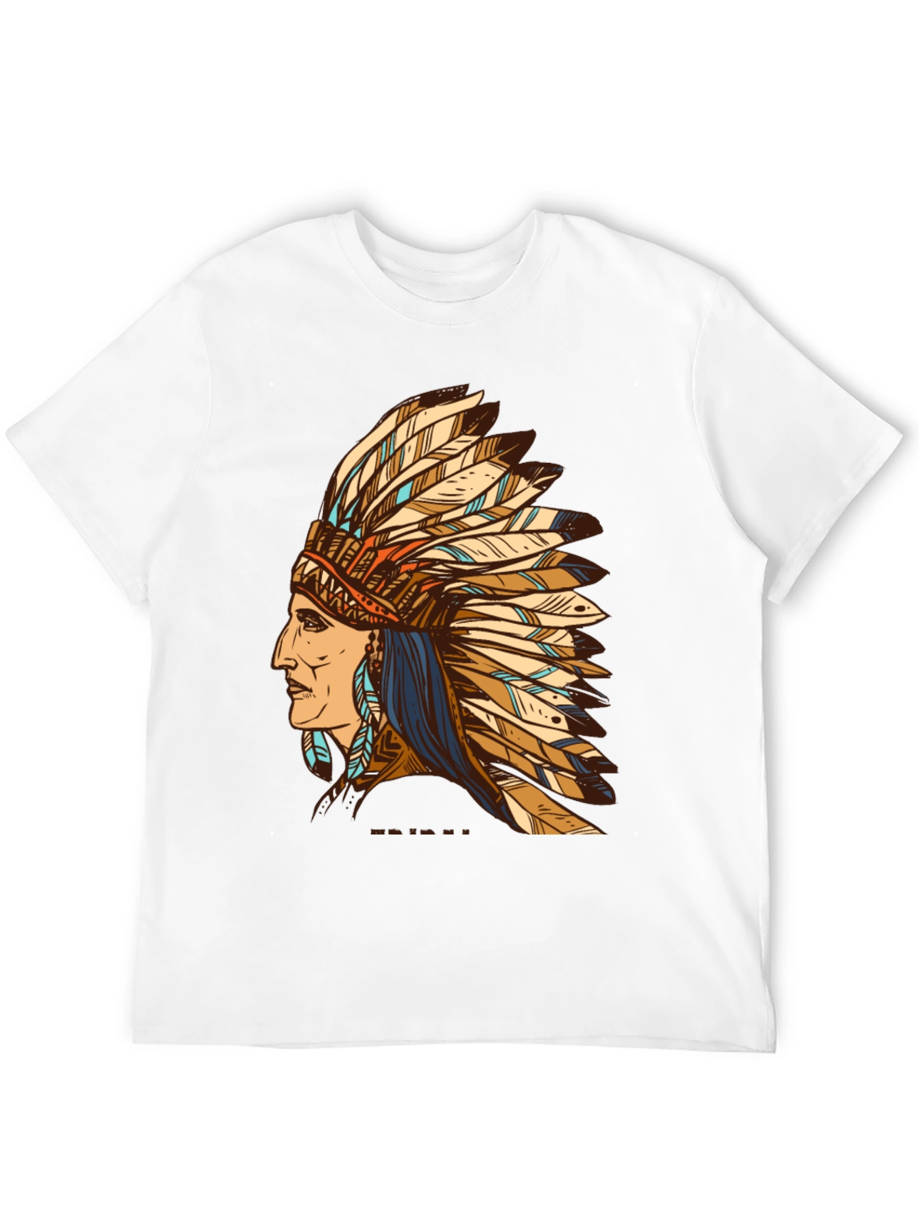 Black Indian Chief Feather Headdress Graphic T-Shirt