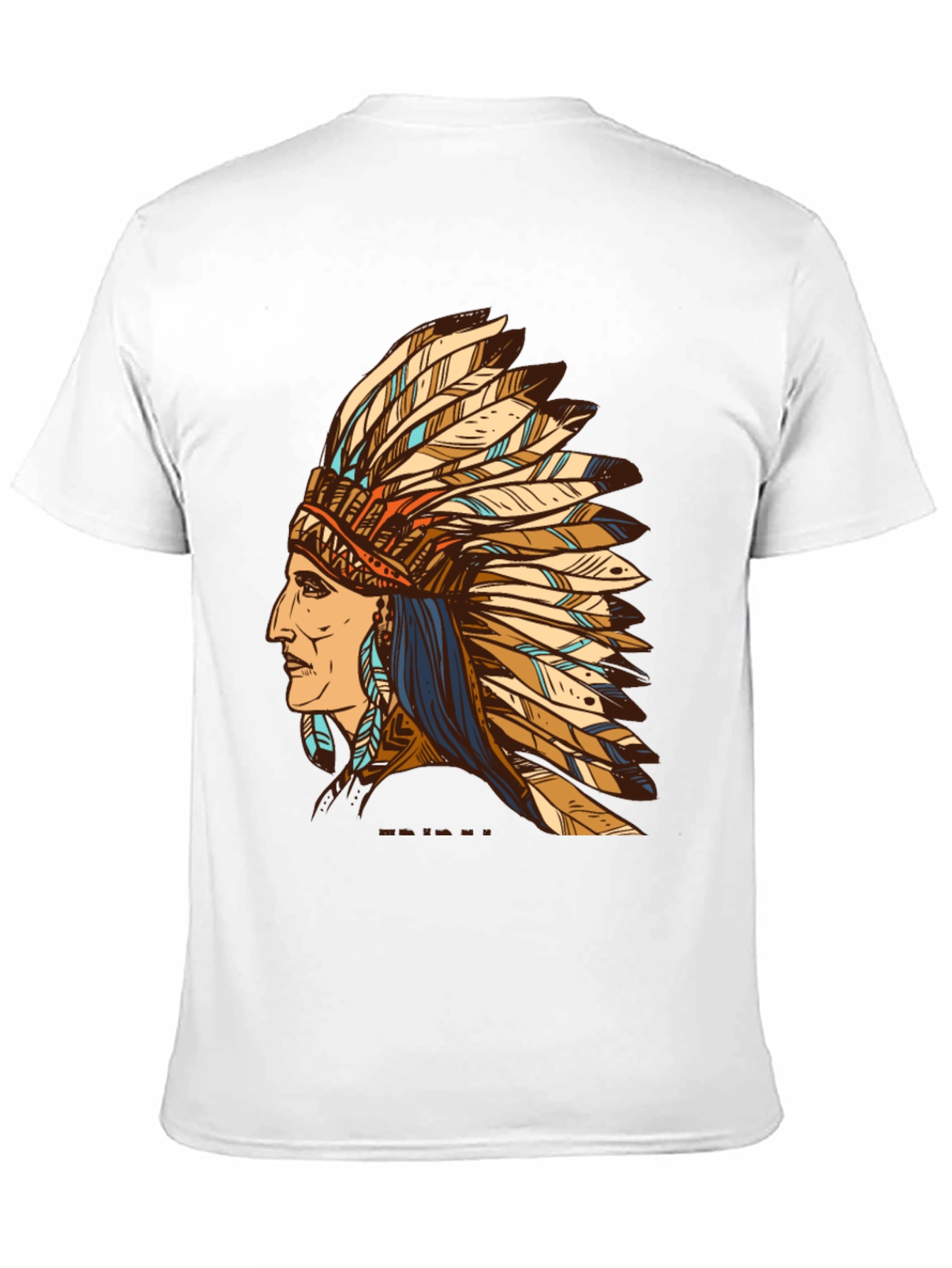 Black Indian Chief Feather Headdress Graphic T-Shirt