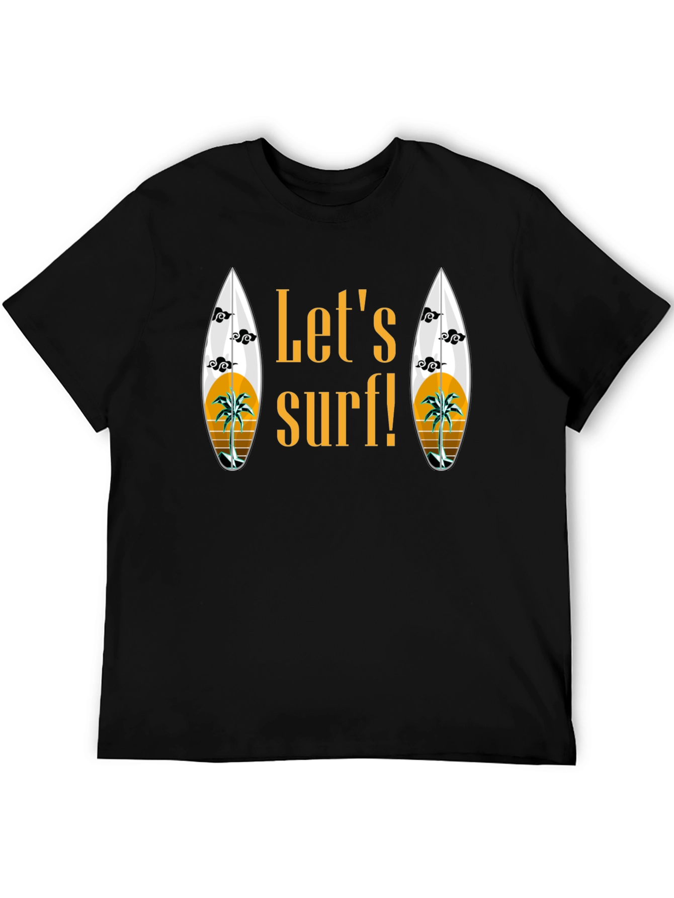 Lets Surf Graphic T-Shirt - Black