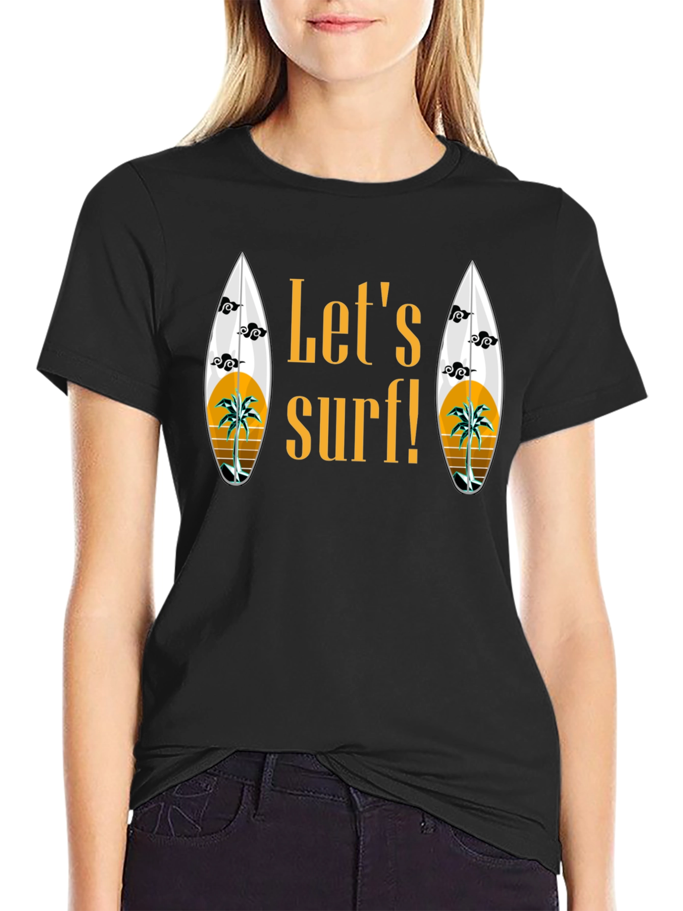 Lets Surf Graphic T-Shirt - Black
