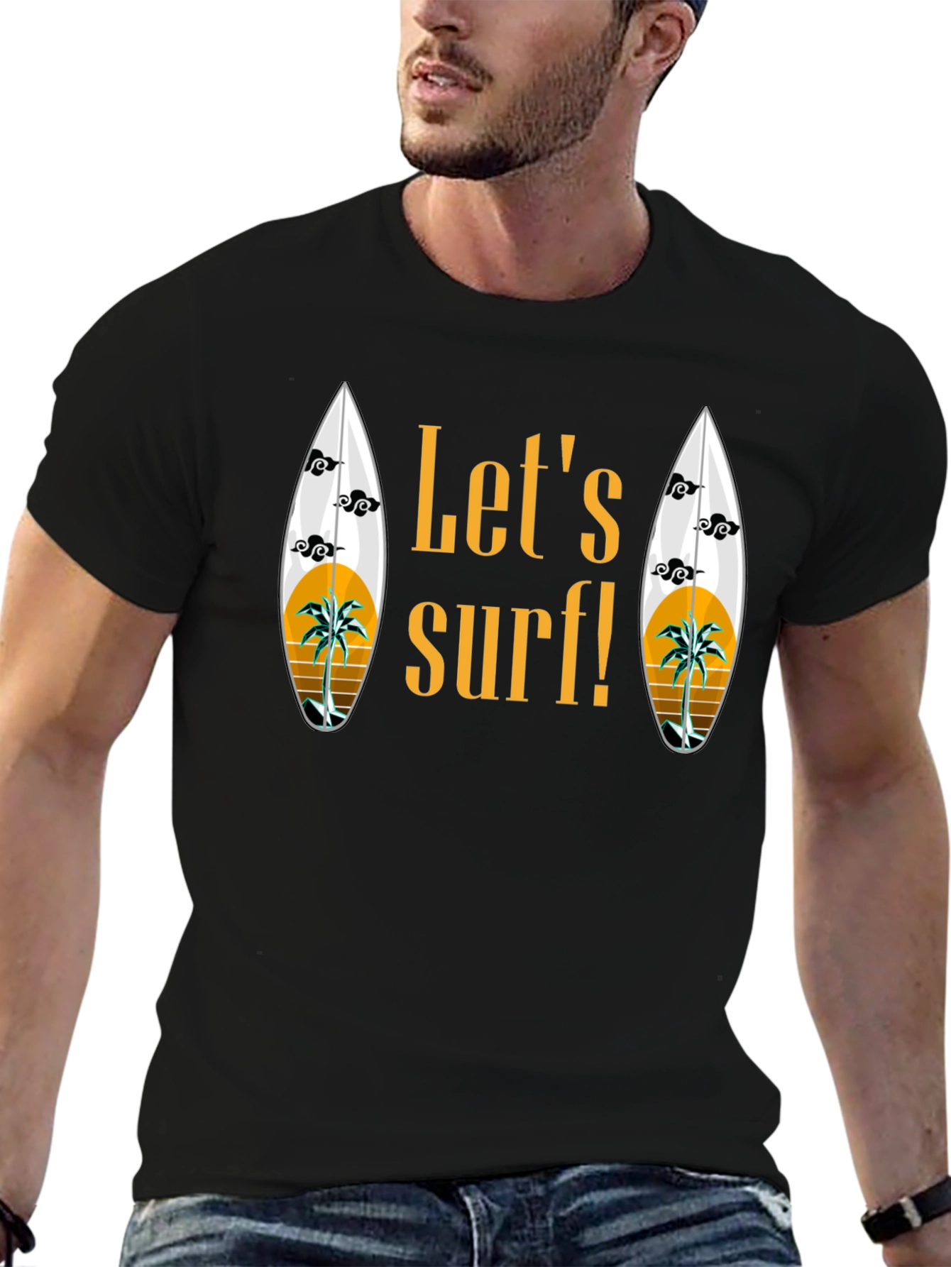 Lets Surf Graphic T-Shirt - Black