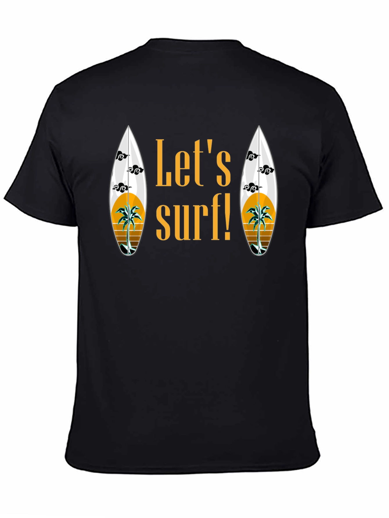 Lets Surf Graphic T-Shirt - Black