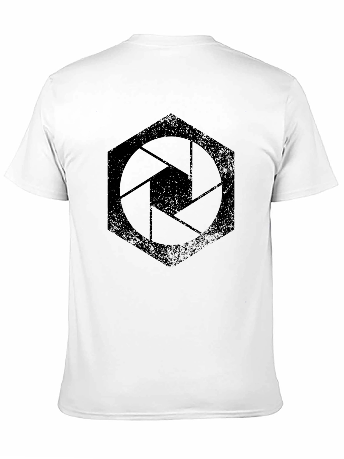 Hexagon Camera Aperture Graphic Tee - Black Cotton Shirt