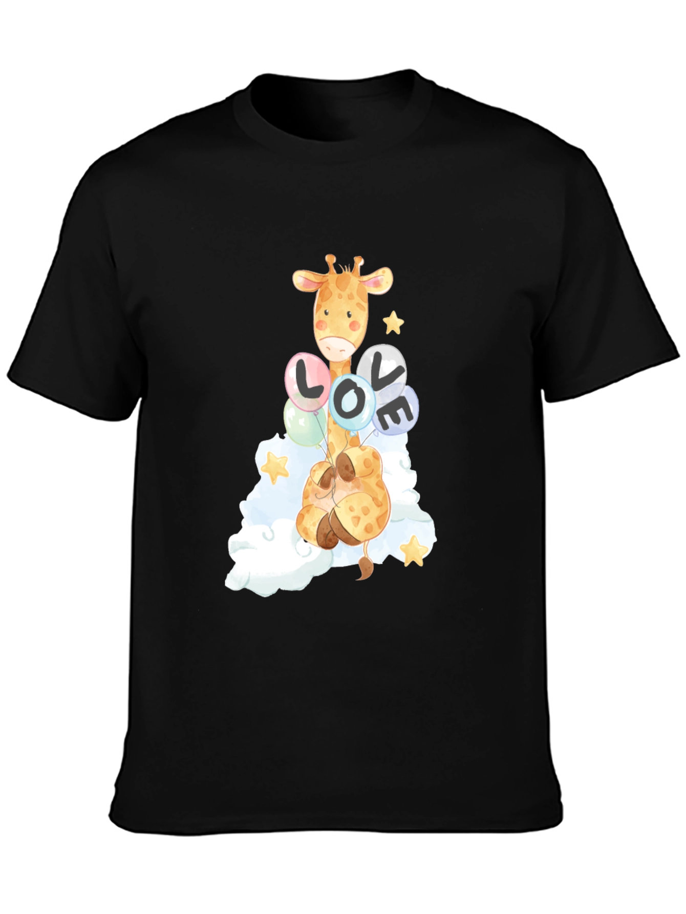 Giraffe Love Balloons Graphic Tee