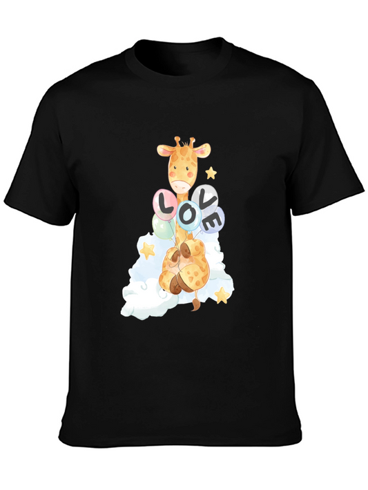 Giraffe Love Balloons Graphic Tee
