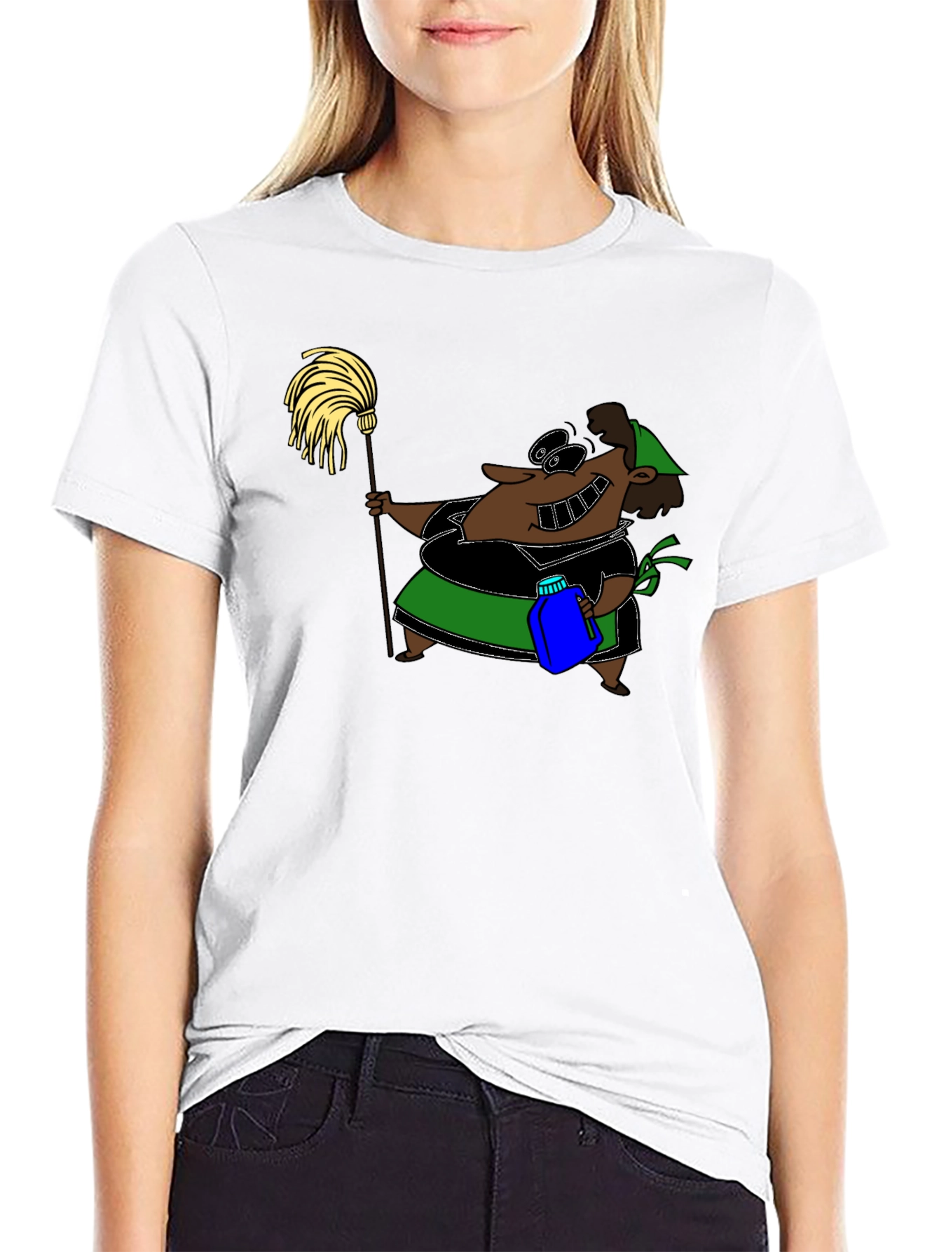 Cartoon Maid T-Shirt - Funny Cleaning Humor