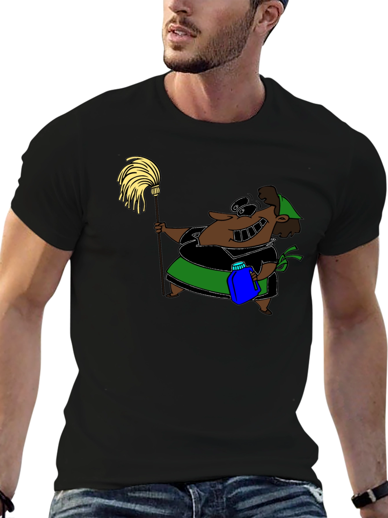 Cartoon Maid T-Shirt - Funny Cleaning Humor