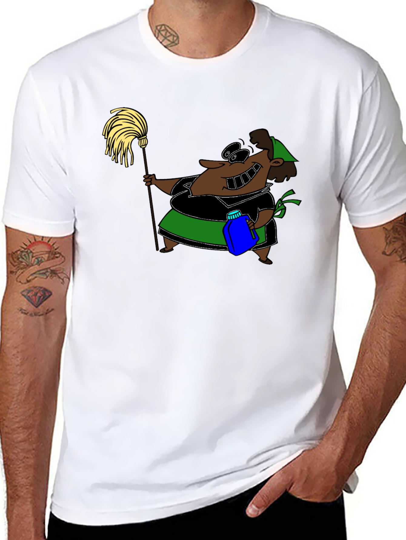 Cartoon Maid T-Shirt - Funny Cleaning Humor