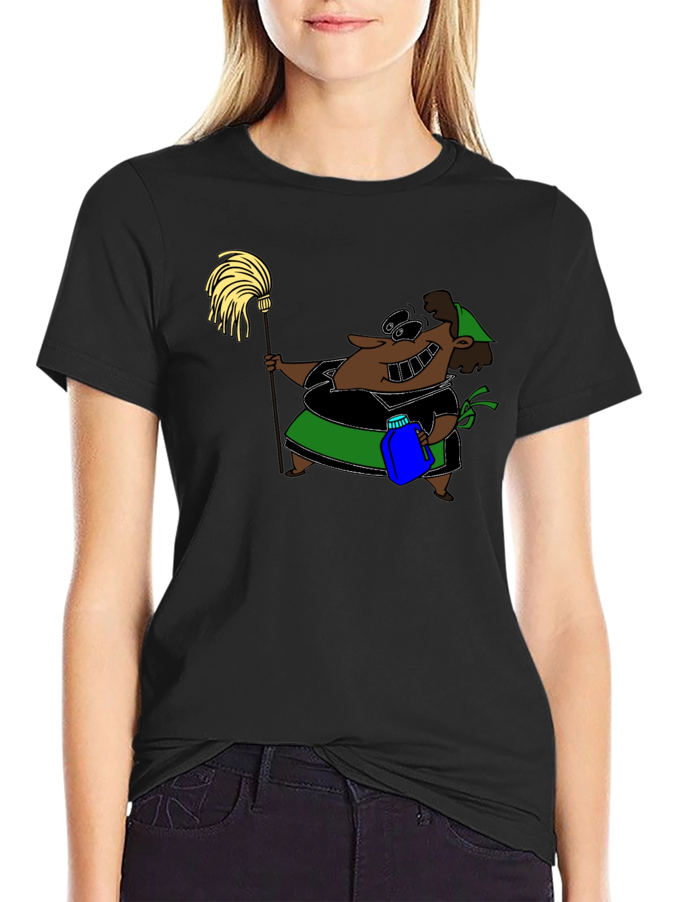 Cartoon Maid T-Shirt - Funny Cleaning Humor