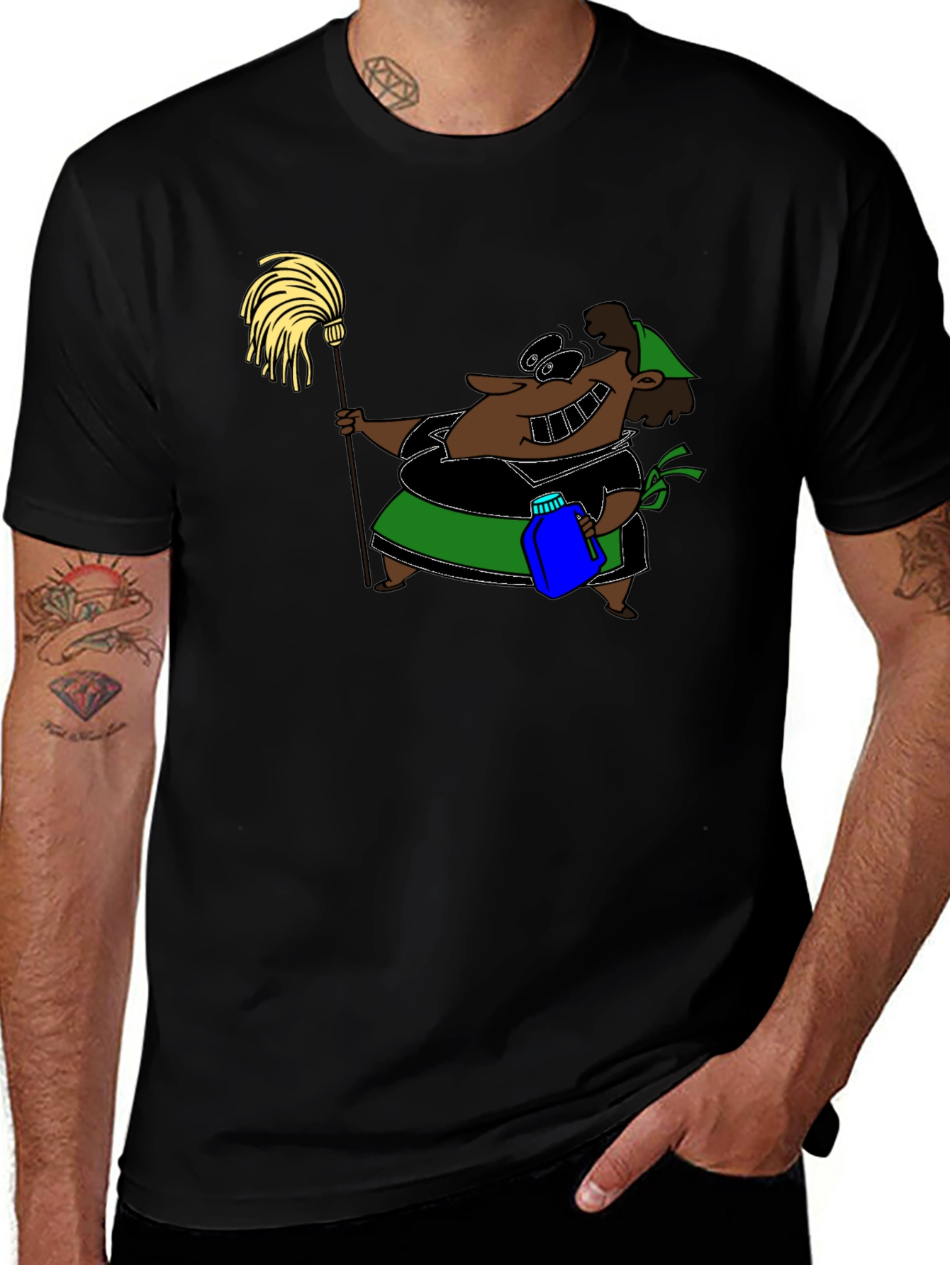 Cartoon Maid T-Shirt - Funny Cleaning Humor