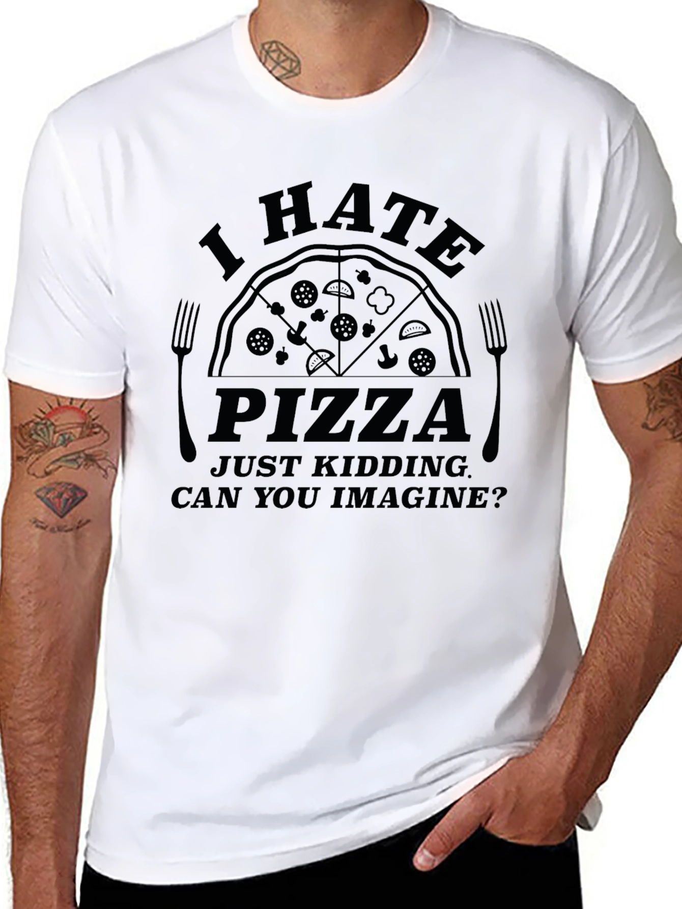 I Hate Pizza Graphic T-Shirt - Novelty Foodie Tee