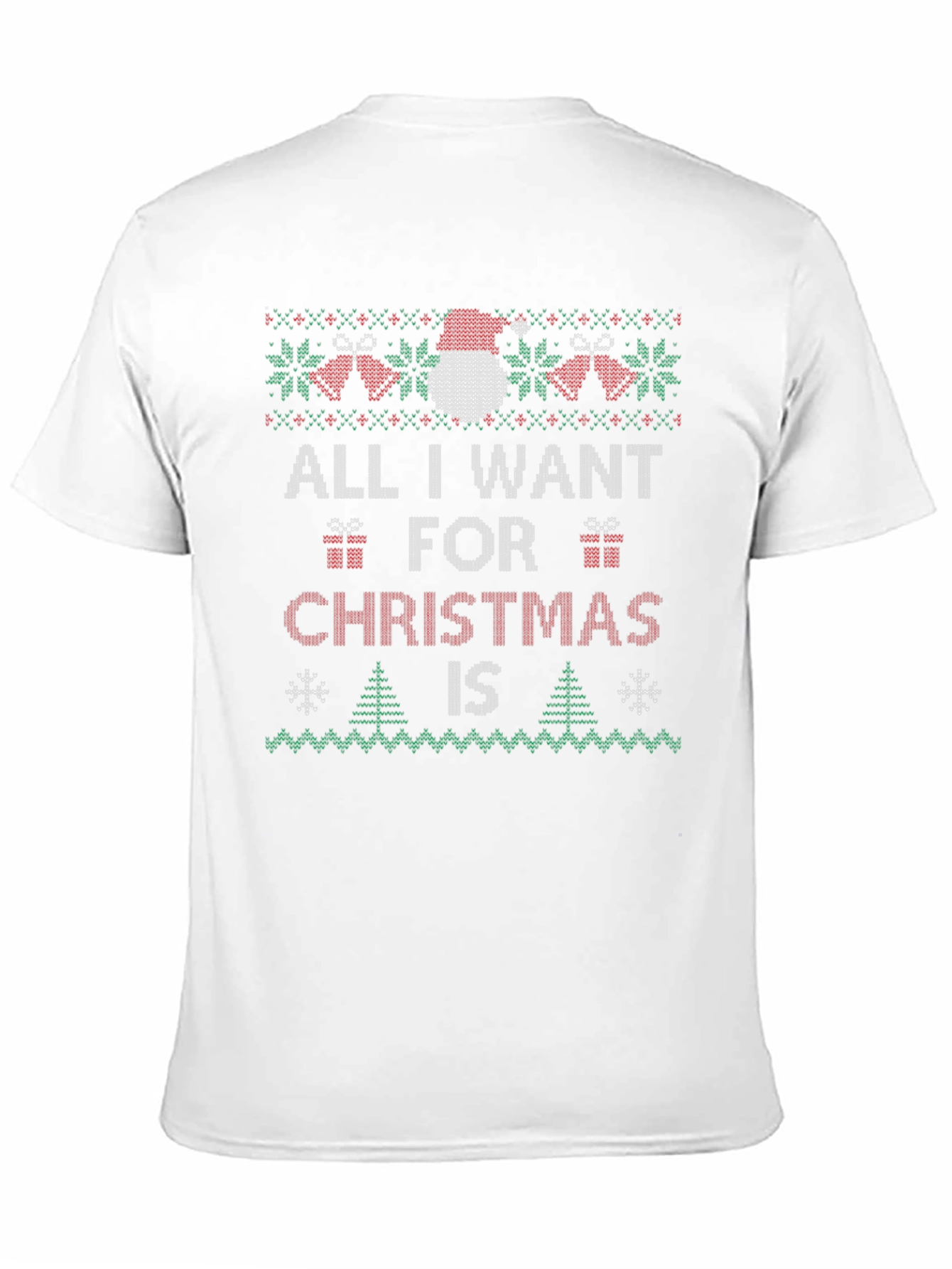 Festive All I Want Christmas Knit Style T-Shirt