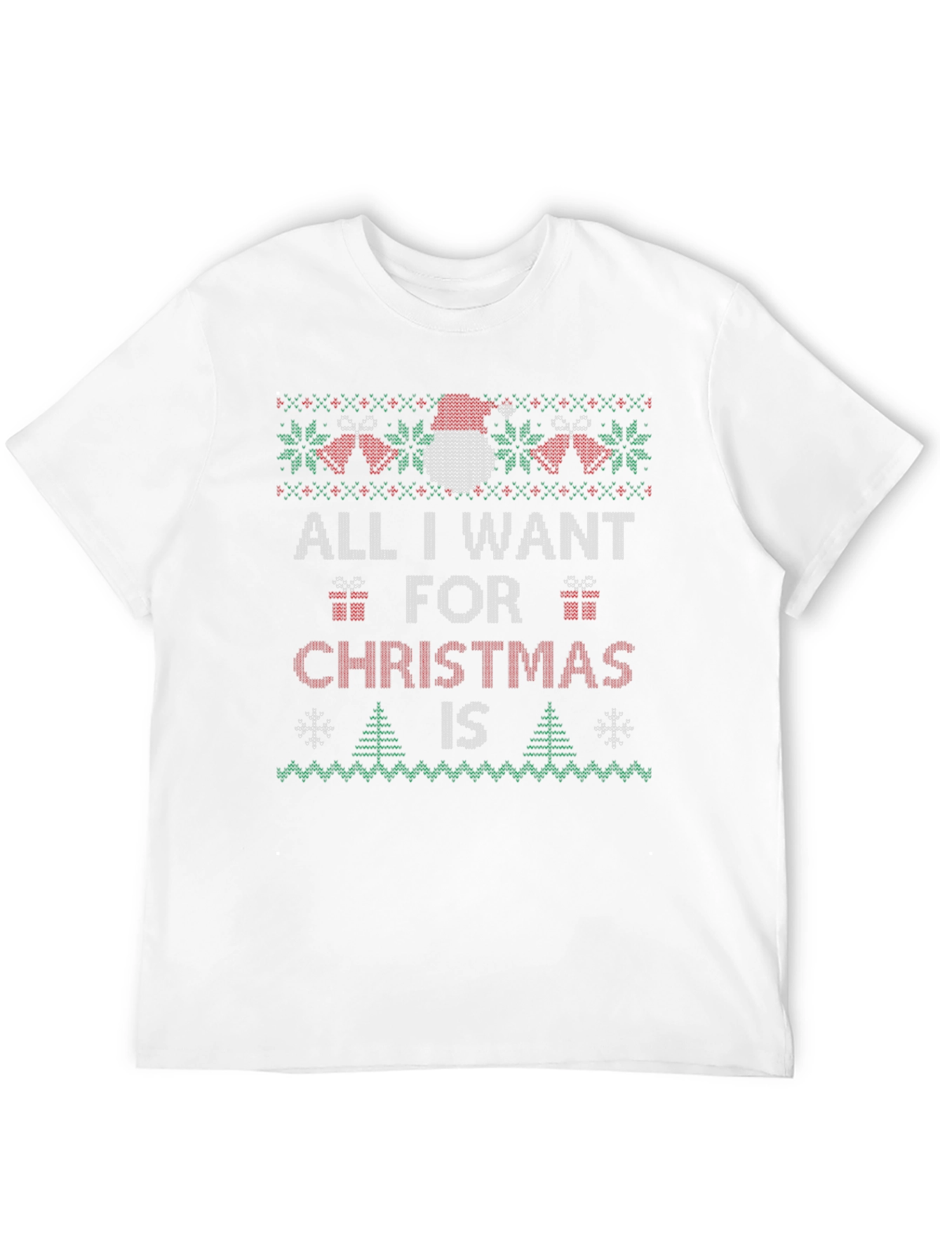Festive All I Want Christmas Knit Style T-Shirt