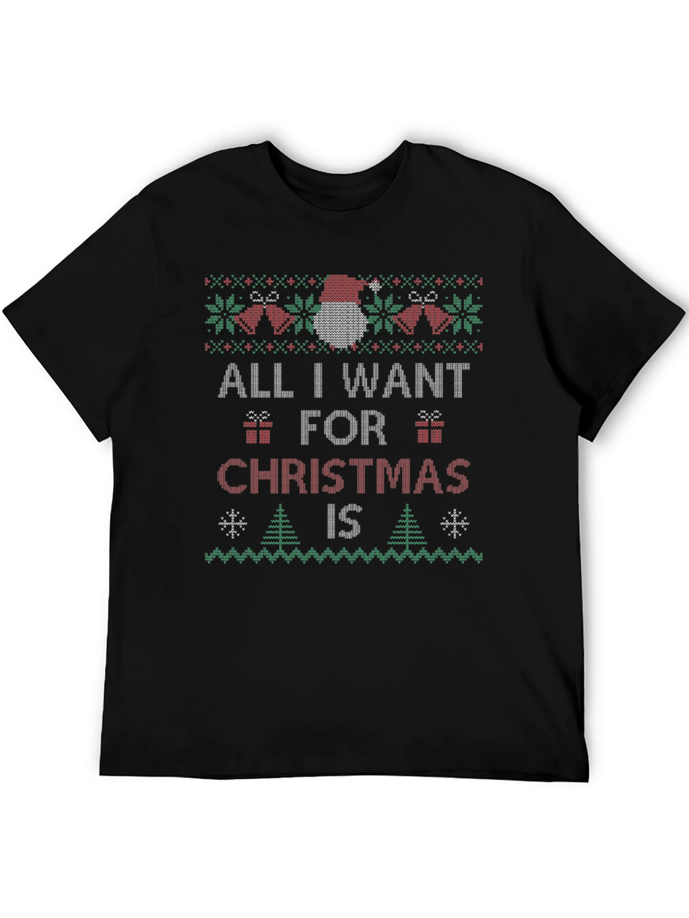 Festive All I Want Christmas Knit Style T-Shirt