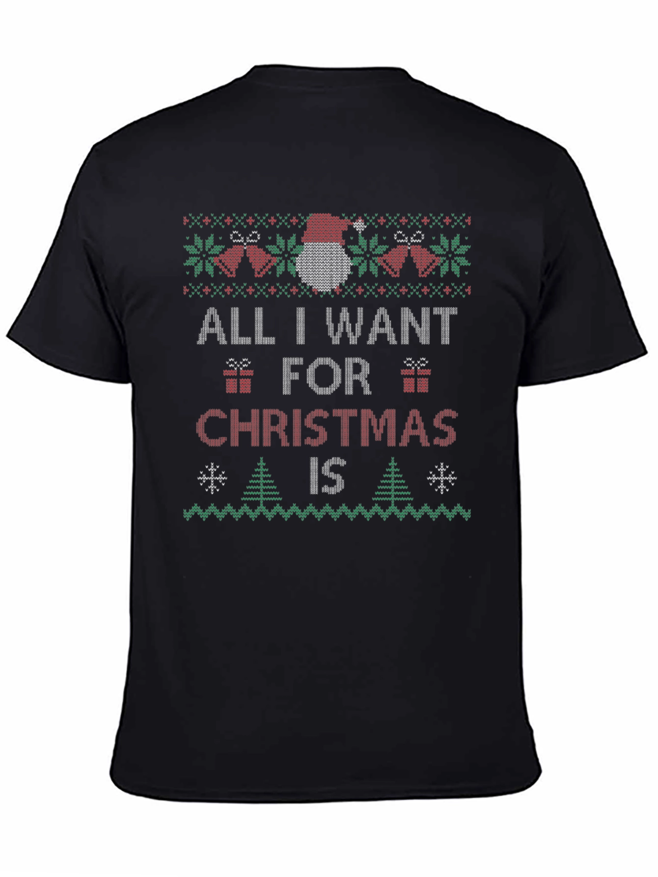 Festive All I Want Christmas Knit Style T-Shirt