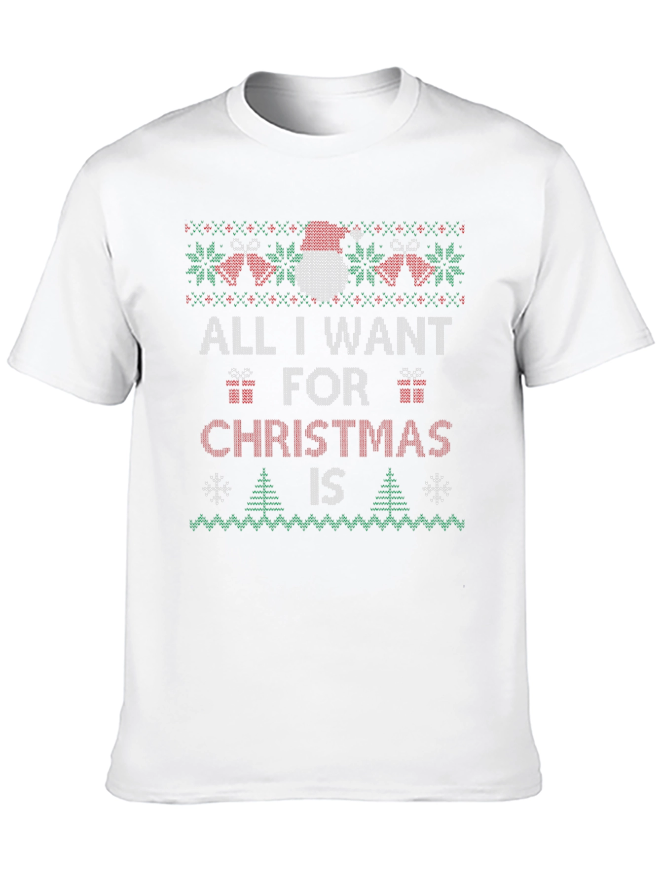 Festive All I Want Christmas Knit Style T-Shirt
