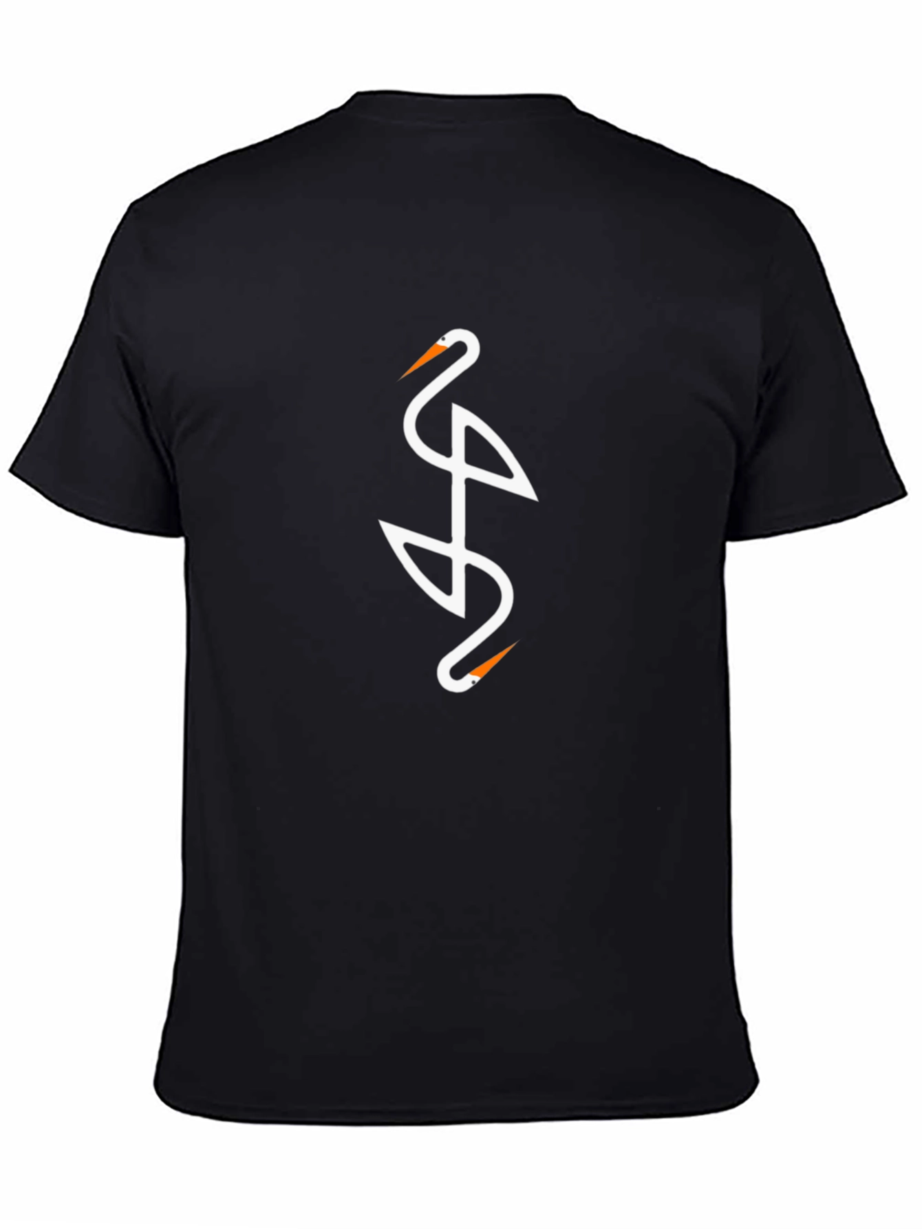 Elegant Crane Design Black T-Shirt