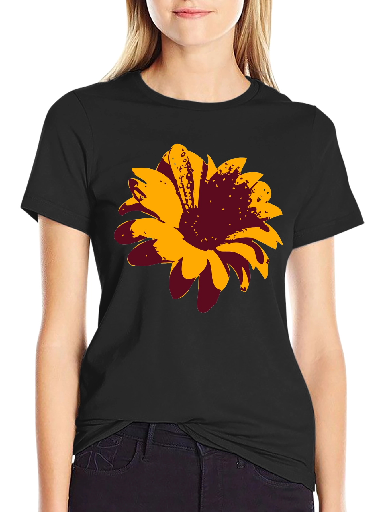 Bold Floral Graphic Tee - Black