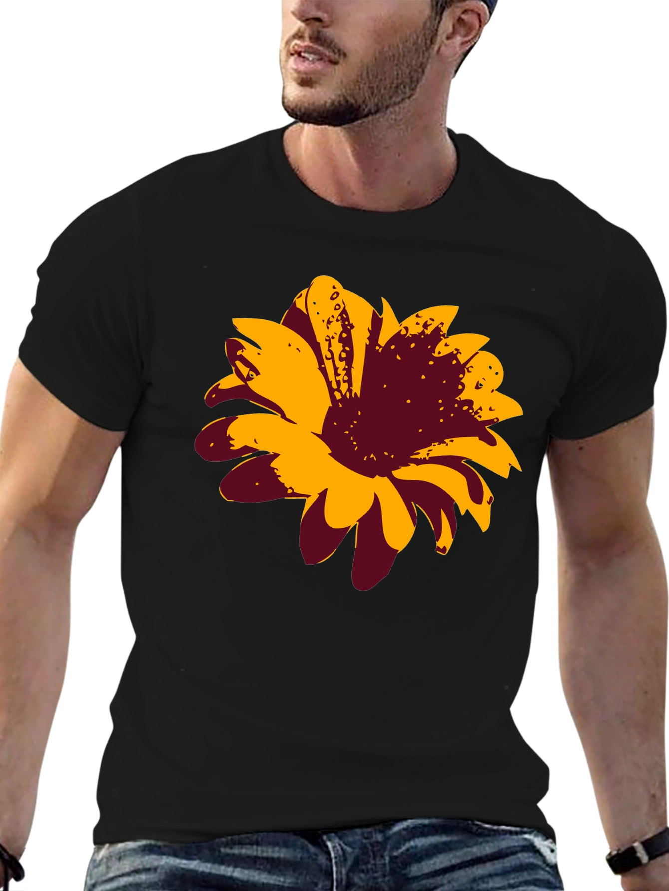 Bold Floral Graphic Tee - Black