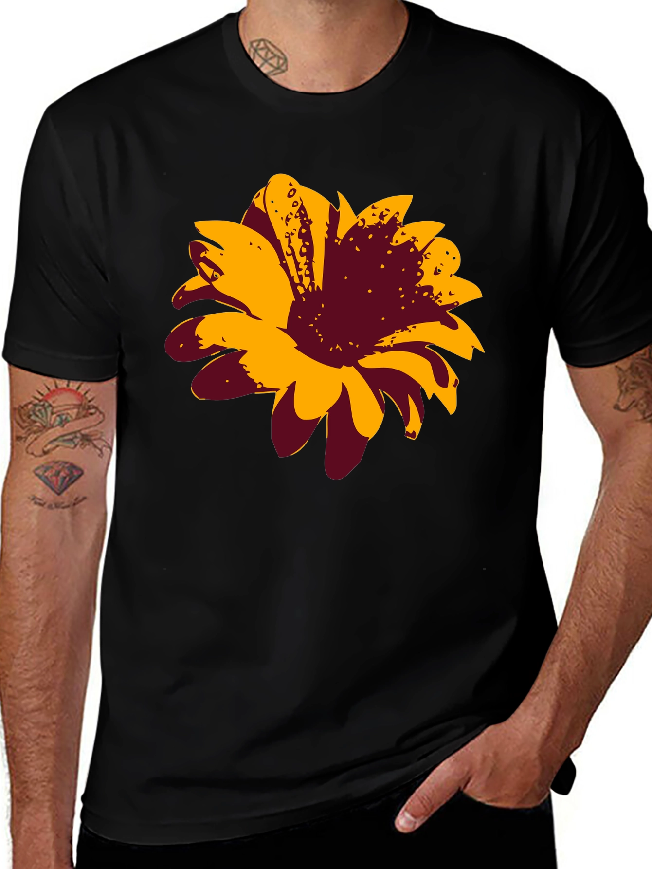 Bold Floral Graphic Tee - Black