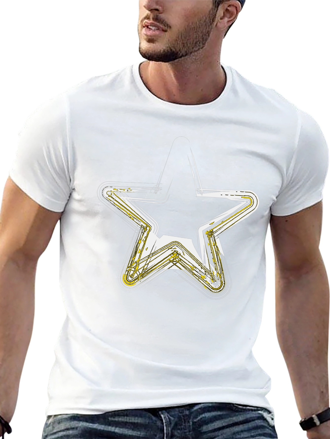 Neon Star Graphic Black T-Shirt