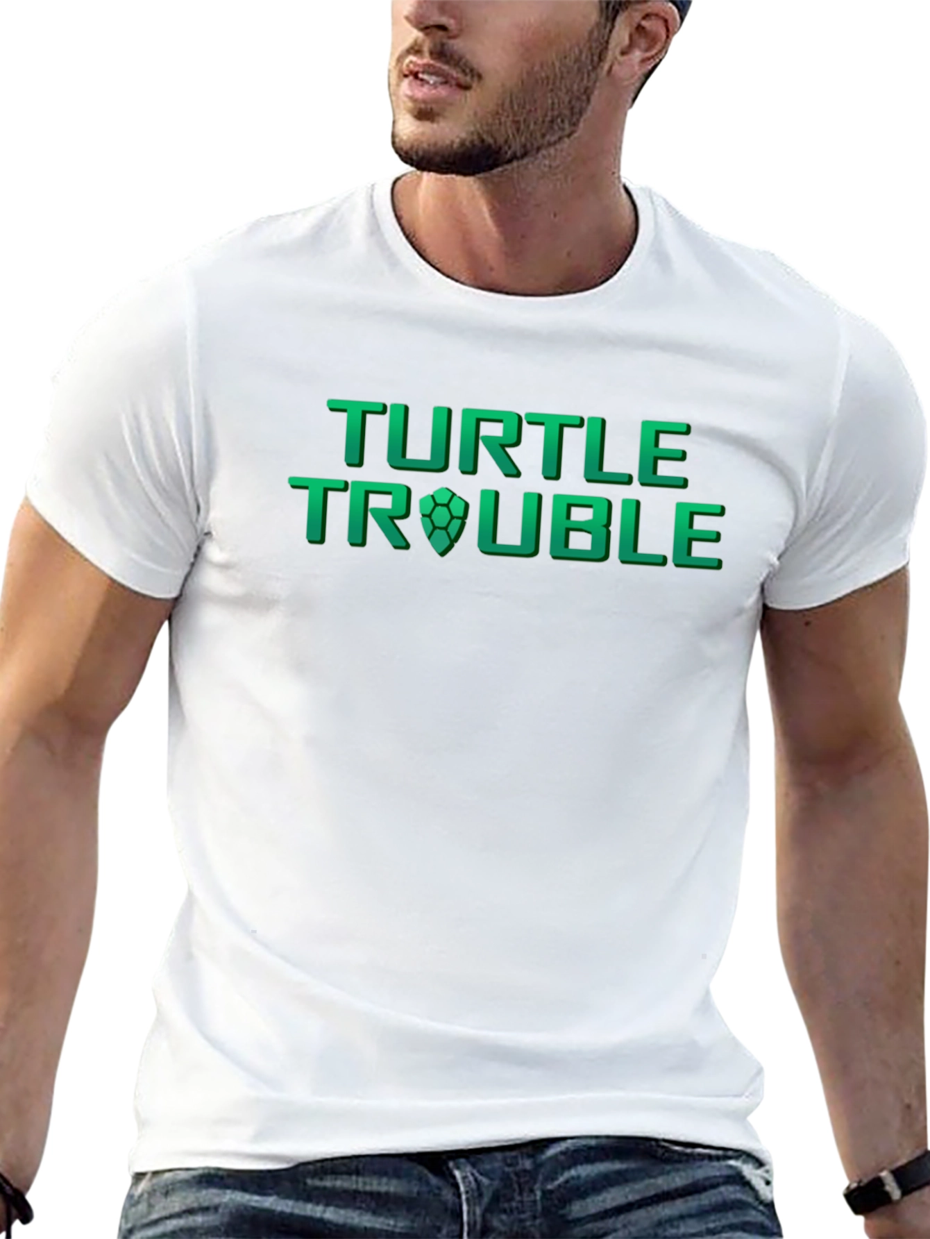 Turtle Trouble Graphic Print Mens Black T-Shirt